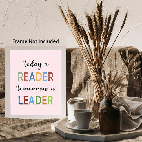 Posterizer 1 pcs-Today A Reader Tomorrow A Leader-minimalist art-Kids Room Art-Teachers & Classrooms-Gift for Teachers- unframed wall art...